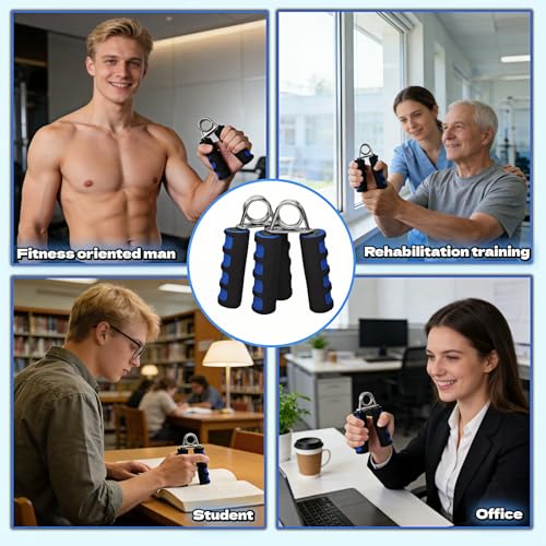 Hand Grip Strengthener Set, Carbon steel wire+thickened foam Hand Exerciser for Wrist Forearm and Finger Strength Training, 2 Pack