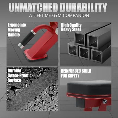 RitFit Adjustable/Foldable Utility Weight Bench for Home Gym - color: RED