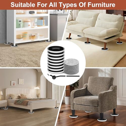 Furniture Sliders for Hardwood Floors: Multi-Surface 3-in-1 Moving Sliders - size: 4.3in Round 8+8+1Pack