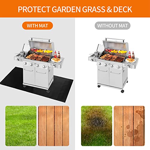 Under Grill Mats for Outdoor Grill - 48x40 Inch BBQ Mat for under Barbecue - Double-Sided Fireproof Patio & Deck Protector Mat - Fire Pit Mat -Oil-Proof Grill Floor Pads - Stove Mat Patio Accessories - size: 40x48 inch double side fireproof