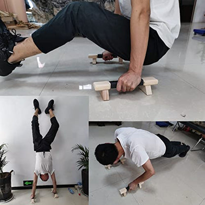 ZYSM Push-up Stand,Wooden Parallettes Pushup Bars Non-Slip Base Handstand Bars Exercise Calisthenics Equipment, Fitness Pushup Handles Stands for Men Women Strength Training,Planks Calisthenics