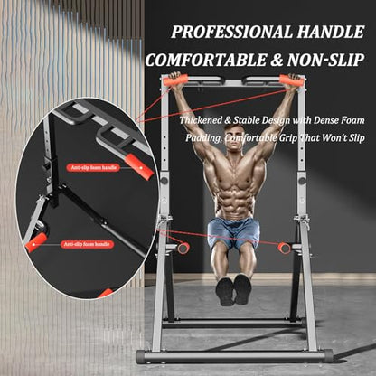 Indoor Pull-up Bar For Home Use, Pull Up Dip Station Foldable, Freestanding Fitness Equipment, 8-level Height Adjustment, Freestanding Pull-up Bar Fitness, Load-bearing 600kg, For Home Outdoor
