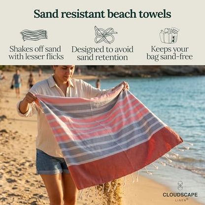 CLOUDSCAPE Extra Large Beach Towel 6 Pack - 39"x71", Quick Dry Pool Towel, Sand Free Vacation Essentials for Adults, Lightweight Turkish Towel, Easy Pack Travel Bath Towel for Swimmers, Multicolor6
