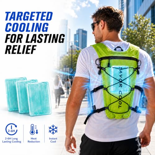 Cooling Hydration Vest with 2L BPA-Free Water Bladder, Running Vest with 3 Removable Cooling Packs, Lightweight Outdoor Hydration Pack for Hot Weather, Hiking, Cycling, Training - color: Green