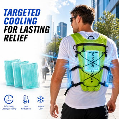 Cooling Hydration Vest with 2L BPA-Free Water Bladder, Running Vest with 3 Removable Cooling Packs, Lightweight Outdoor Hydration Pack for Hot Weather, Hiking, Cycling, Training - color: Green