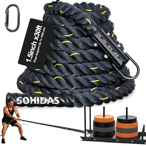 Weight Sled Rope Workout Sled Pulling Ropes, Sleds Push Gym Equipment Weight Sleds Pull Rope for Training Tire Pulling Workout Fitness Resistance Football Exercise Equipment for Men Women - size: 1.5IN 30FT Sled Rope
