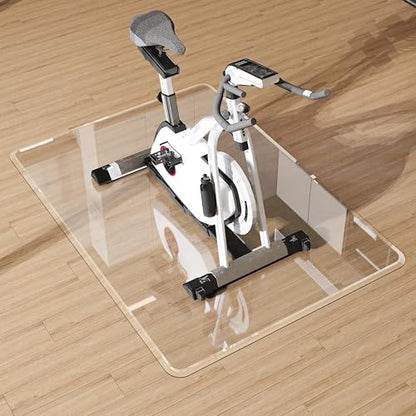 Exercise Bike Mat for Hardwood Floor Protector 36"x48" Clear Waterproof Bike Trainer Mats with Non-Slip Pads for Carpet Durable Thick Indoor Cycling Mat for Home Gym or Workouts