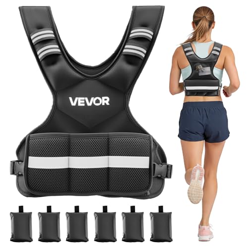 VEVOR Adjustable Weighted Vest, 4-10lbs/20-32lbs/24-40lbs/40lbs Comfortable X-Shape Body Weight Vest Set with 6/8 Weight Packs and Reflective Stripe, for Men Women, Workout Equipment for Strength Training Running Jogging - size: 4-10 lbs