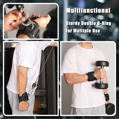 Weight Lifting Straps with D Rings, 2-in-1 Non-Slip Wrist Straps for Weightlifting, Workout Straps for Men Women, Gym Straps for Cable Machine
