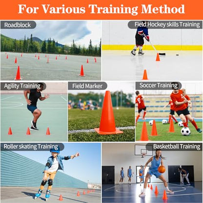 PXZBLG 12/24/50pcs Soccer Cones, 7" Soccer Cones, Plastic Traffic Cones, Training Cones for Basketball Football Skating Drills Practice