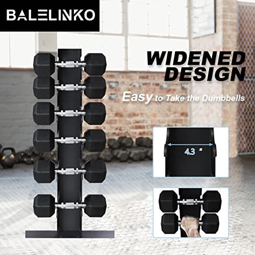 Balelinko Dumbbell Rack Stand Only, 6 Tier Triangular Frame Dumbbell Rack, Dumbbell Holder with 18 Dumbbell Storage Placements, 900 lbs Weight Capacity Weight Storage Stand for Home Gym，Black