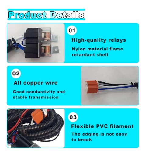 H4 Headlight Relay Harness Kit, 2-Headlight Wiring Harness and Ceramic Socket Plug, Fit for for 9003 H5054 H6054LL 6014 H6024 6052 6053 Subaru Headlamp to Fix Dual Ground Problem