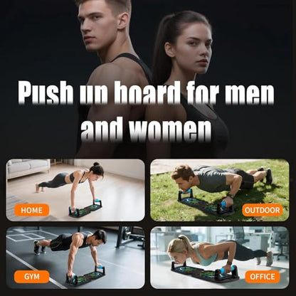 Push Up Board for Men - 15-in-1 Foldable Pushup Board with Push Up Bar, Handles & Bands, Portable Home Gym & Workout Equipment for Chest Exercise, for Teen Boys 16-18 & Gym Lovers