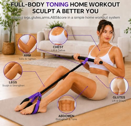 Pedal Resistance Band with Handles – Foot Pedal Resistance Band for Sit Up, Full Body Home Workout, Stretching, Core, Arms and Legs – 55LB Exercise Band for Women and Men