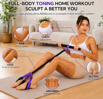 Pedal Resistance Band with Handles – Foot Pedal Resistance Band for Sit Up, Full Body Home Workout, Stretching, Core, Arms and Legs – 55LB Exercise Band for Women and Men