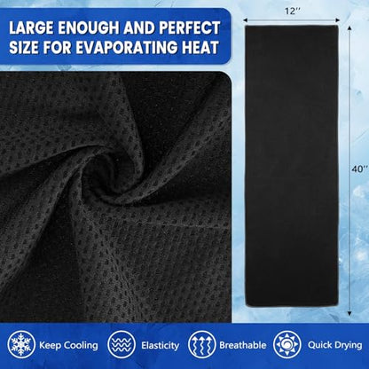 100 Pack Cooling Towels, 40"x12" Cooling Towels for Neck and Face Breathable Soft Chilly Sweat Rag Microfiber Sport Rags for Gym Yoga Golf Running - color: Black