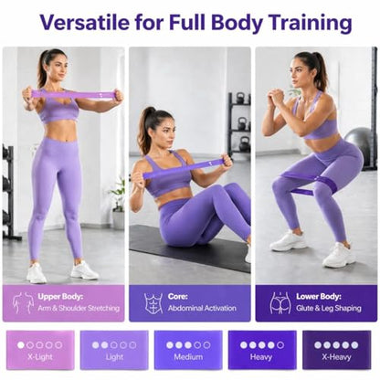 5-Pack TPE Resistance Loop Bands for Glute and Leg Workout with Gradient Colors - color: Purple