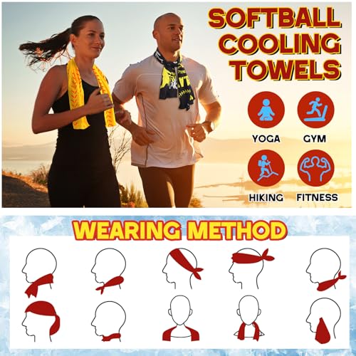 10 Pack Softball Cooling Towel with Buckle for Neck and Face 40" x 12" Summer Quick Dry Soft Breathable Chilly Ice Towel for Yoga, Sport, Workout, Gym, Camping, Softball Gifts Player Team Gift
