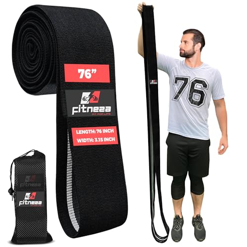 76" Inch Premium Extended Length Fabric Resistance Bands for Working Out – 3" Wide Non-Slip Extra Long – No Pinching & Snapping – Exercise Workout Fitness Stretch Band for Pilates - color: Black