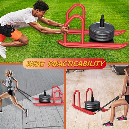 Weight Sled for Training, Heavy Duty 500 LBS Pull Push Sled for Outdoor, Indoor, Football, Durable Steel Weighted Sled, Compatible with 1" & 2" Weight Plate, Frame with Adjustable Reflective Stripe Vest