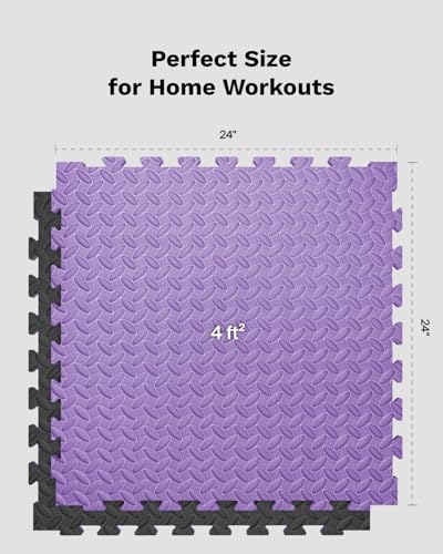 AIRHOP Upgraded 0.79" Extra Thick 48 Sq Ft High-Density Eva Foam Exercise Gym Mats, 12 Pcs Large Interlocking Puzzle Floor Tiles (24"x24") for Home Gym