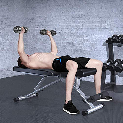 Adjustable/Foldable Utility Bench for Home Gym, Weightlifting and Strength Training - Bonus Workout Poster with Total Body Exercises
