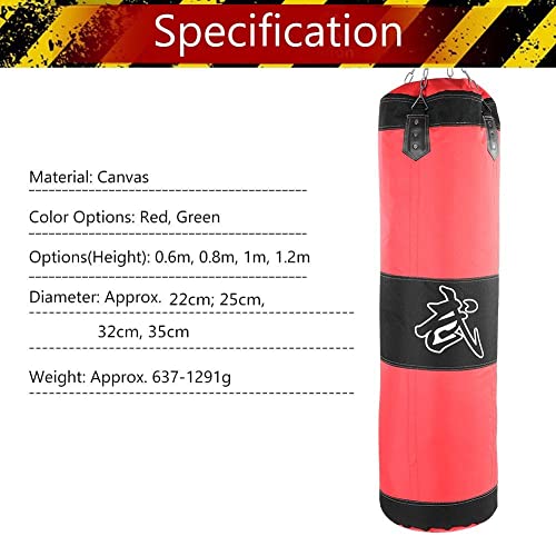 VGEBY 3+1 Pouching Bag, Empty Chain Hollow Hanging Taekwondo Boxing Bag Training Fitness Pouch Sand Bag Indoor/Garden Heavy Bag for Kickboxing Muay Thai(Red-1m) Martial Arts Supplies