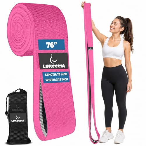 Premium 76" Extra Long Resistance Band for Working Out, 3" Wide Non-Slip Fabric Exercise Band for Stretching, Yoga, Strength Training & Physical Therapy