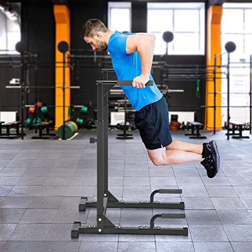 SELEWARE Heavy Duty Dip Bar, Adjustable Width & Height Dip Station Home Gym Fitness Equipment, 800lbs Capacity, Multifunctional Strength Training Dip Stand with Push Up Bar for Tricep Dips, L-Sits - color: Black
