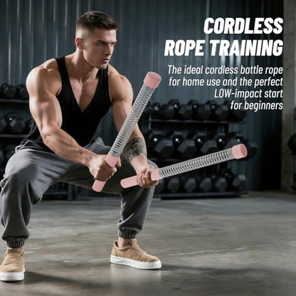 Cordless Ropeless Battle Ropes for Home Gym – Portable Weighted Workout Rope for HIIT, Cardio & Strength Training, Low-Impact Full Body Exercise Equipment for Men & Women