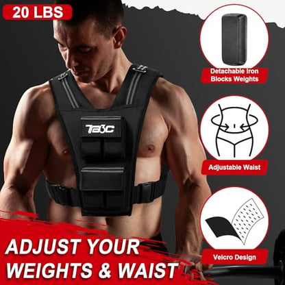 Adjustable Weighted Vest Men and Women 20lbs/ 30lbs/ 40lbs Weights with Reflective Stripe, Weight Vest Woman Workout Vest for Strength Training,Running & Walking
