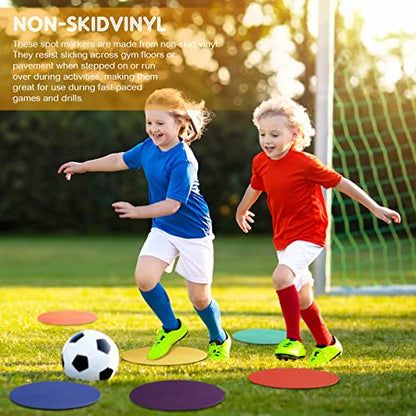 9 Inch Poly Vinyl Spot Markers TPE Floor Spot Dots Non Slip Flat Field Cones Poly Dots Agility Markers for Gym Floor Exercise Dance Speed Agility Training
