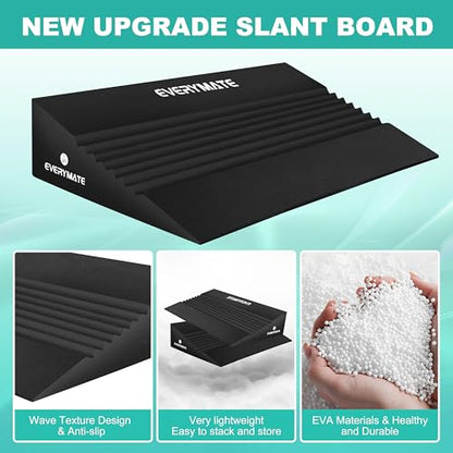 EVERYMATE Squat Wedge, Extra Large Squat Wedge Block, Squat Wedges Weightlifting, Calf Stretching, Slant Board for Squats, Heel Elevated Squat Wedge, Knees Over Toes Squats, Calf Wedge Stretching Block - size: 20 degrees