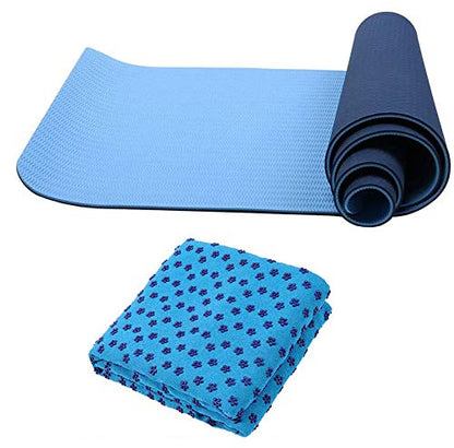 Attraction Design Yoga Mat Non Slip Exercise Mat Extra Thick Workout Mat for Yoga, Eco Friendly Exercise Yoga Mat High Density Fitness Pilates Mat with Carrying Strap, 72"x 24"x 6mm - color: Blue Set