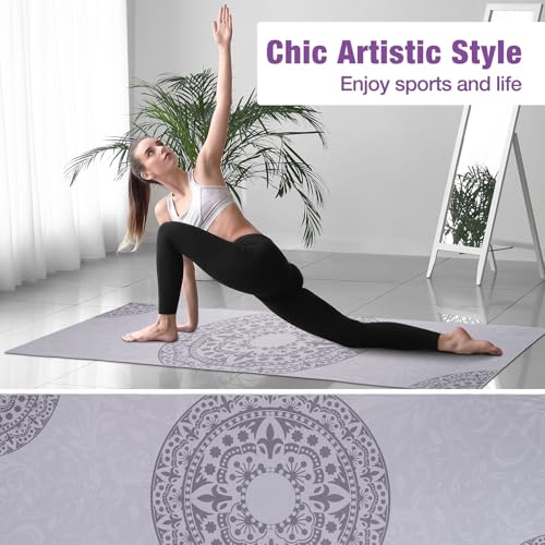 MoKo Yoga Towel, Non-Slip Quick-Dry Mat Towel, 74.4 x 27.4 in, Gray - color: Gray