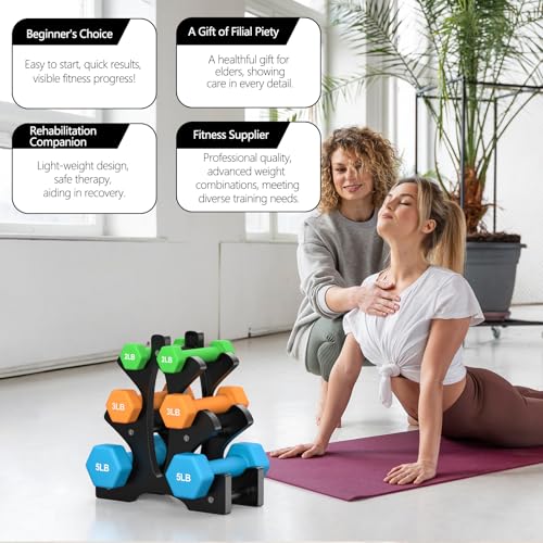 Portzon Weights Dumbbells Set with Various Color and Weights and Compatible, 20 LB, Anti-Slip, Anti-roll, Hex Shape