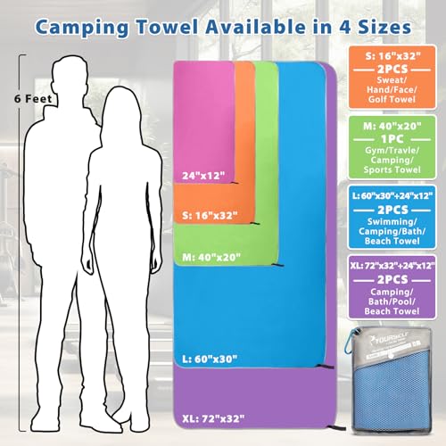 Microfiber Camping Towel, Quick Dry Towel, Soft Absorbent Compact Travel Gym Workout Sweat Towel for Beach Yoga Swim Travel Camping Hiking Backpack Essentials (M:40"x20")