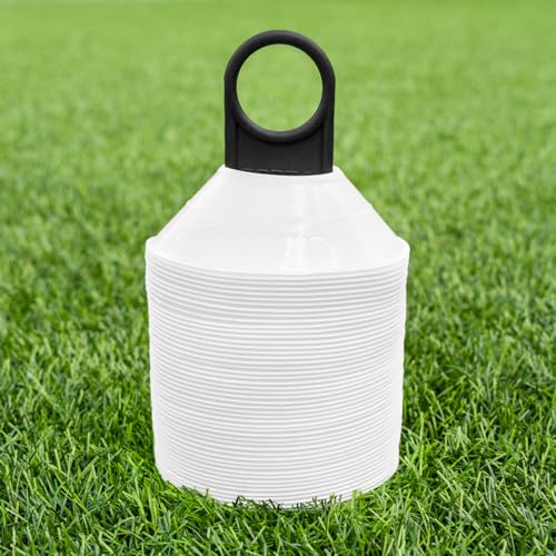 FORZA Mini Training Marker Cones | Durable Multi-Purpose Mini Space Cones Ideal for All Sports – Pack of 50 or 1000 in Multiple Color Options [Includes Carry Stand] - color: White, style: Pack of 50
