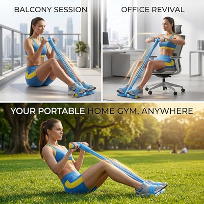Pedal Resistance Bands with Handles, 6-Tube Sit Up Pull Rope Resistance Trainer, Natural Latex Foot Pedal Exercise Bands for Full Body Workout, Home Fitness Training for Abdomen, Waist, Arms & Legs