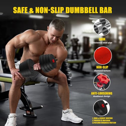 Adjustable Dumbbells,4 in 1 Dumbbells Set Used as Barbell, Kettlebells, Push up Stand, Weight Plate, Fitness Exercises for Home Gym - color: Black+75LBS