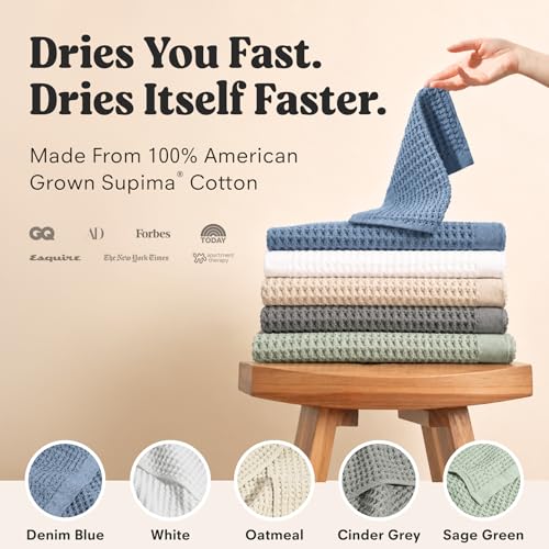 ONSEN Supima® Waffle Face Towels, Quick Dry Lint Free 100% USA Cotton, Lightweight Absorbent Face Towel Set, 12x12 in (Sage Green, Face Towel 2-Pack) - color: Sage Green, size: Face Towel 2-Pack
