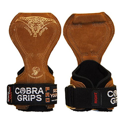 Cobra Grips Weight Lifting Gloves with Adjustable Neoprene Padded Wrist Wraps - Heavy Duty Alternative to Power Lifting Hooks for Deadlifts - color: A PRO Brown Leather, size: 5.5 - 8.75"