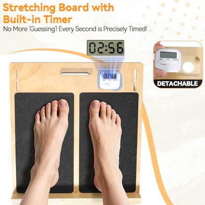 15.7x20 Inches Anti-Slip Slant Boards for Exercise, Adjustable Wooden Slant Board for Calf Stretching with Stretch Strap, for Leg, Knees, Heel, Ankle,Stretching, Plantar Fasciitis (220 LBS Capacity) - size: Large
