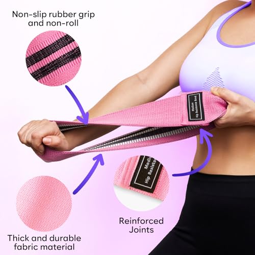 Wide Fabric Resistance Bands for Working Out | 3 Strength Level Non-Slip Exercise Booty Bands for Women & Men | Comes with a Bag and Tape Measure | for Gym, Yoga, Pilates