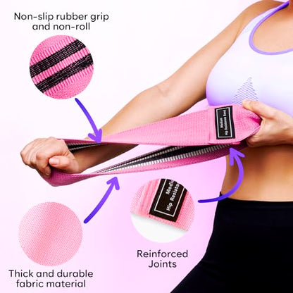 Wide Fabric Resistance Bands for Working Out | 3 Strength Level Non-Slip Exercise Booty Bands for Women & Men | Comes with a Bag and Tape Measure | for Gym, Yoga, Pilates