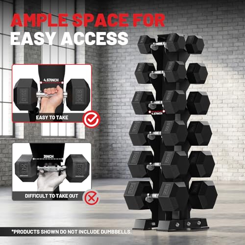 Papababe Dumbbell Stand, A-Frame Weight Storage Rack for Dumbbells, Barbell Holder, Heavy Duty Dumbbells Storage with T Bar Row Attachment for Home Gym (Dumbbell Rack Stand Only)