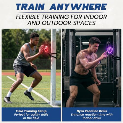 Reflexx RLT 2.1 Reaction Training Lights – Improve Reaction Time, Coordination & Focus – Adjustable Speed, Random Mode, Brightness & Sound Control – for Fitness, Rehab, Seniors & Athletes - style: + with Gripster TriPod
