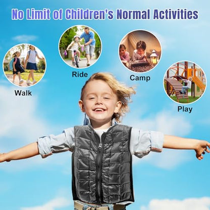 Weighted Vest for Kids, Sensory Support for Children with 2lb Weights, Breathable & Washable for Active Play (Grey) - size: Large(Ages 9-13)