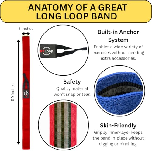 Fabric Long Loop Resistance Band with Door Anchor with Instructions - Best Resistance Band for Glutes, Leg Exercises, Chest Exercises, Muscle Building – NT Loop Extra Heavy Strength