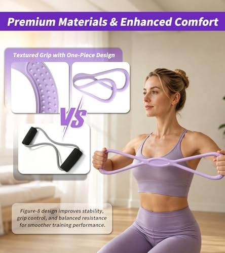 3 Pcs Fitness Resistance Bands Set, Pedal Sit Up Exercise Band with Handles and Figure 8 Bands for Strength Training, Stretching, Home Workout